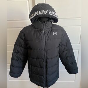 Practically brand new Boys Under Armour Black Hooded Jacket